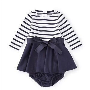 Ralph Lauren Girls Ponte Stripe Solid Knit Dress